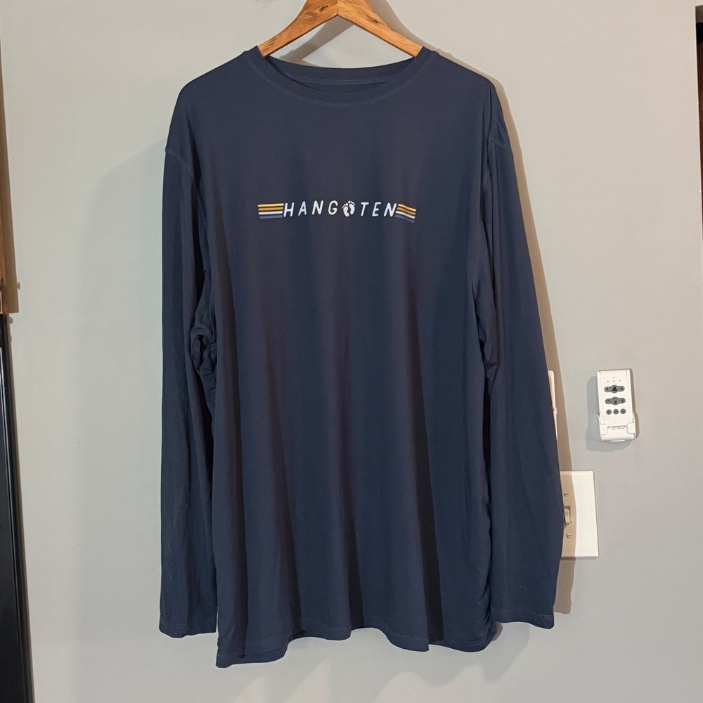 Hang Ten Mens Long‎ Sleeve UPF 50+ T Shirt Navy Blue Size XXL